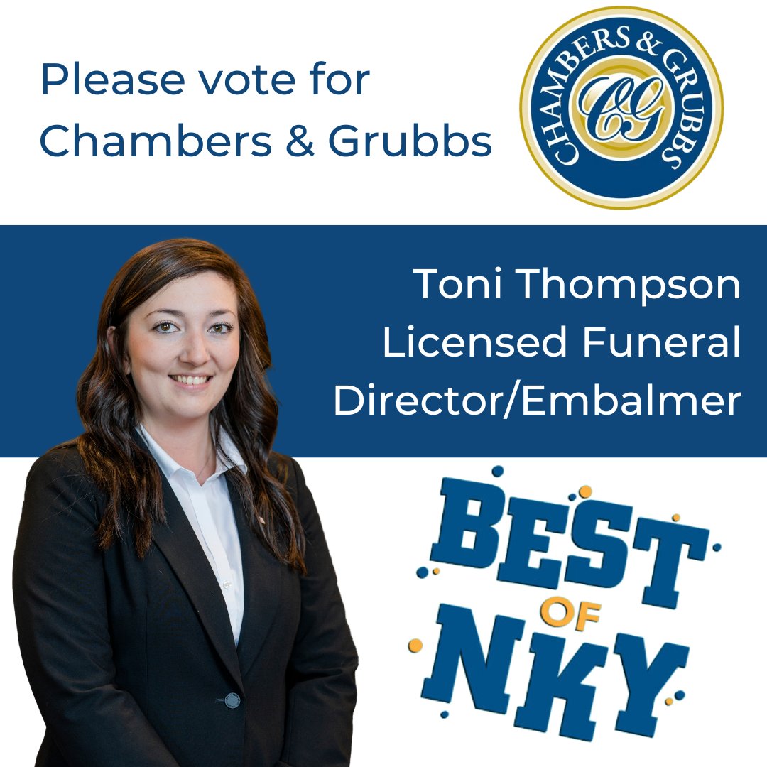 Chambers_Grubbs's tweet photo. Our greatest asset is our amazing staff. If you’ve ever met Toni, you know what we’re talking about! Please show your support of Toni by voting for Chambers &amp; Grubbs Funeral Home! Please click here to vote then scroll down to the “Funeral Home” category: https://t.co/DvgNUbULVq. https://t.co/x0scdUyGHz