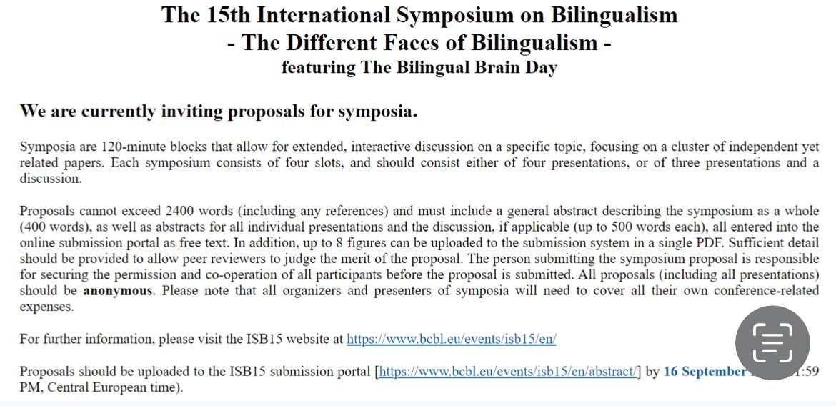 📢 15th International Symposium on Bilingualism held in San Sebastian, Spain from June 9th-13th 2025 inviting proposals for symposia! bcbl.eu/events/isb15/e… Important dates: Symposium submission start: 09/4/24 Deadline:16/9/24 Notification acceptance: 04/11/ 24 details below: