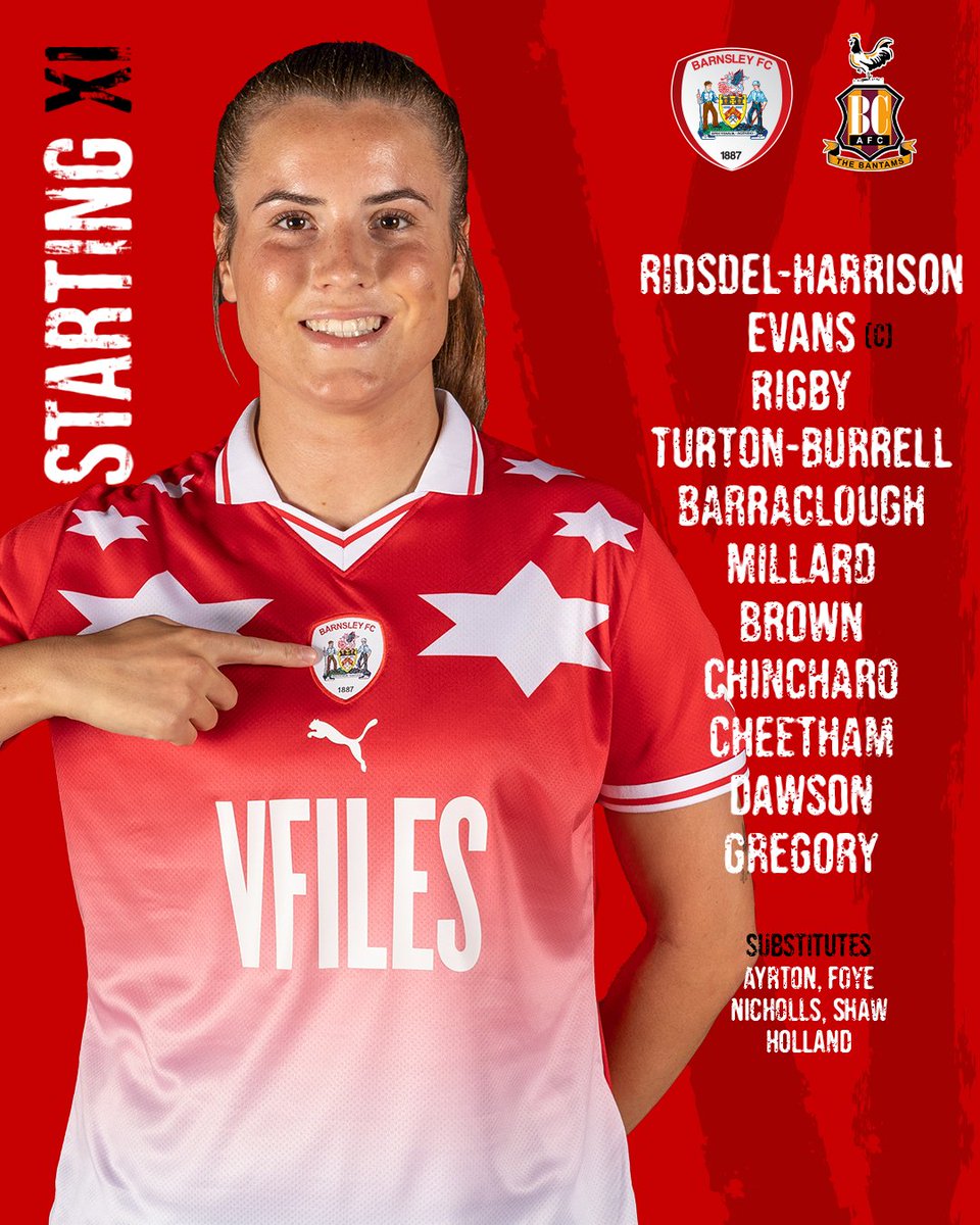 📋 Here is how the Reds line up for their cup quarter final clash with Bradford City! 

🔄 The Reds make 3️⃣ changes from their emphatic home win against Redcar Town!

👊 Kick off in ONE hour on the Oakwell AstroTurf - entry is FREE!