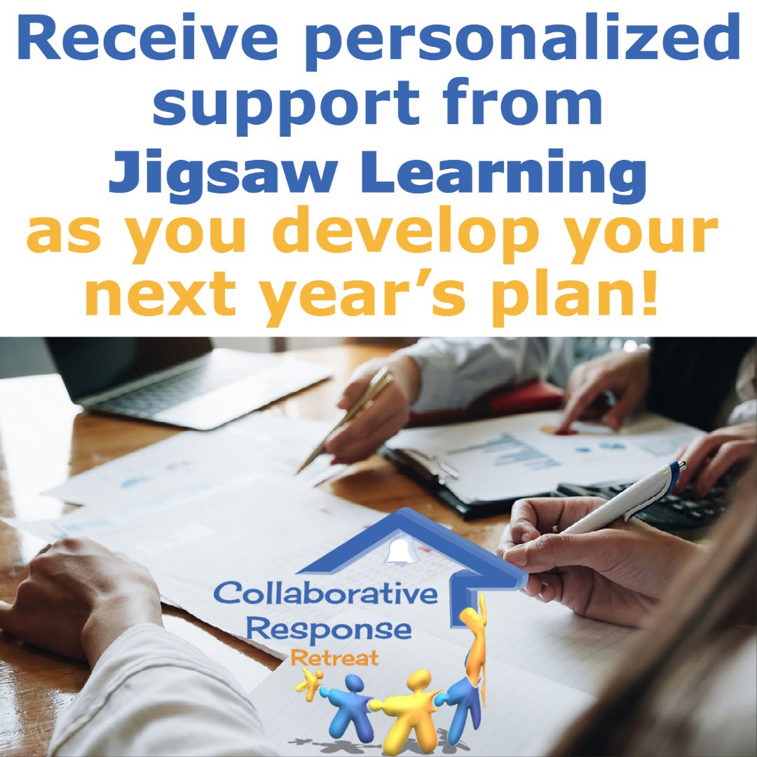 The Jigsaw Learning team is excited to be able to provide in person support alongside learning opportunities as school and district teams develop their plans at the Collaborative Response Retreat! #collaboration #highered #education #edleaders htt...