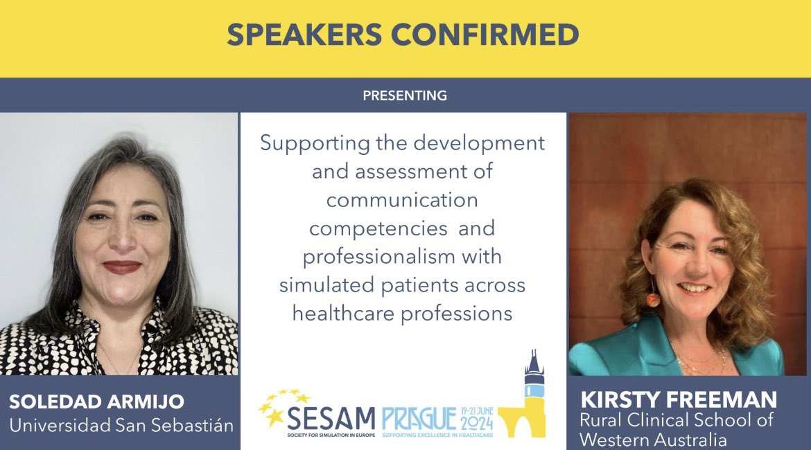 @SESAMSimulation Thrilled to be speaking at #SESAM2024! Join my dear friend @soledad_armijo & I for a discussion on how we can advance communication competencies and professionalism using simulated patients in healthcare. Check out all keynote speakers: eu.eventscloud.com/website/12346/…