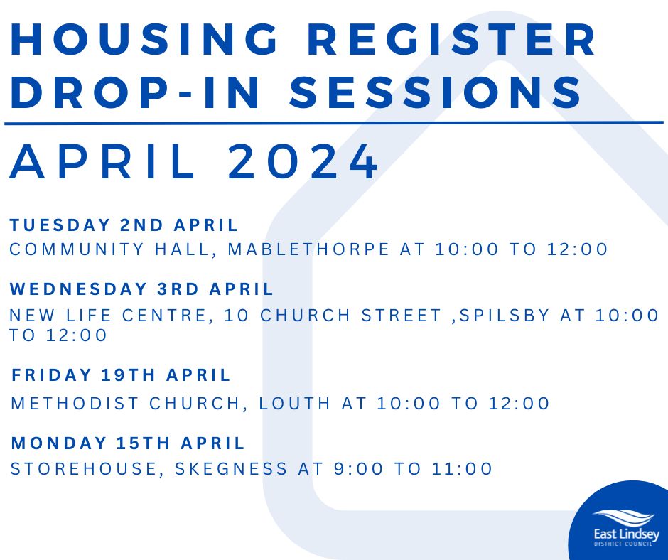 Tomorrow (Monday 15th April) we will be holding a Housing Register Drop-In Session at the Storehouse, Skegness. 📅👋 Our officers will be there between 9:00 and 11:00 to accept drop off proofs and to assist residents with any application queries. 📋🗣️