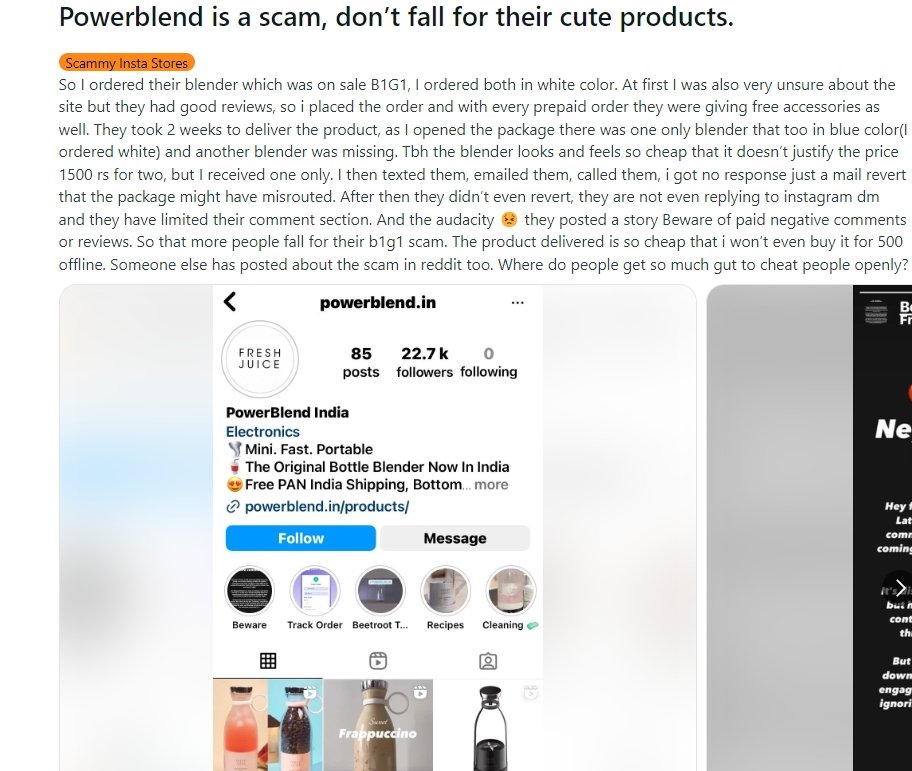 sabhy79's tweet photo. SCAM ALERT! @sharktankindia @SonyTV #PowerBlend #PowerBlendIndia presents itself as a product featured on Shark Tank on its website, allegedly deceiving customers, with many claiming they discovered it through the show. Improved transparency is needed https://t.co/F6cdtotlkE