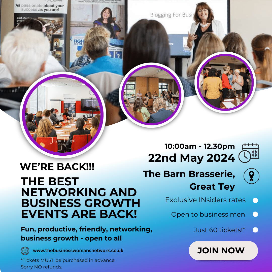 We're back!
22nd May 10am. 
Networking and business growth at it's finest!
<a href="/TheBarnGreatTey/">The Barn</a> is our stunning venue.
Book early to avoid disappointment.
thebusinesswomansnetwork.co.uk/networking-eve…
