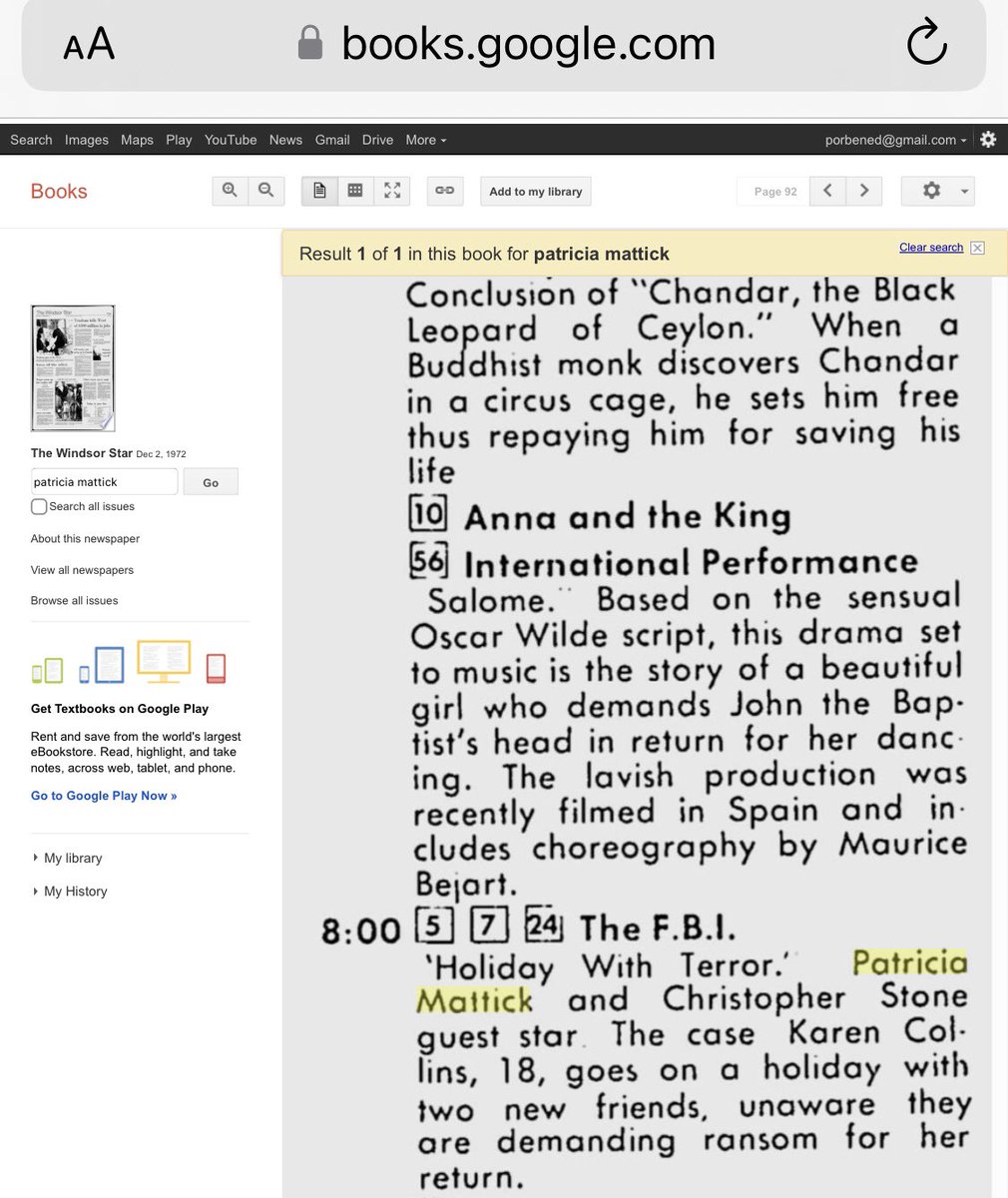 Happy Sunday! A few newspaper & magazine articles about tv shows and The Beguiled-found on Google - tools search- interesting … #patriciamattick  #pattyemattick #Google #GoneButWillNeverBeForgotten