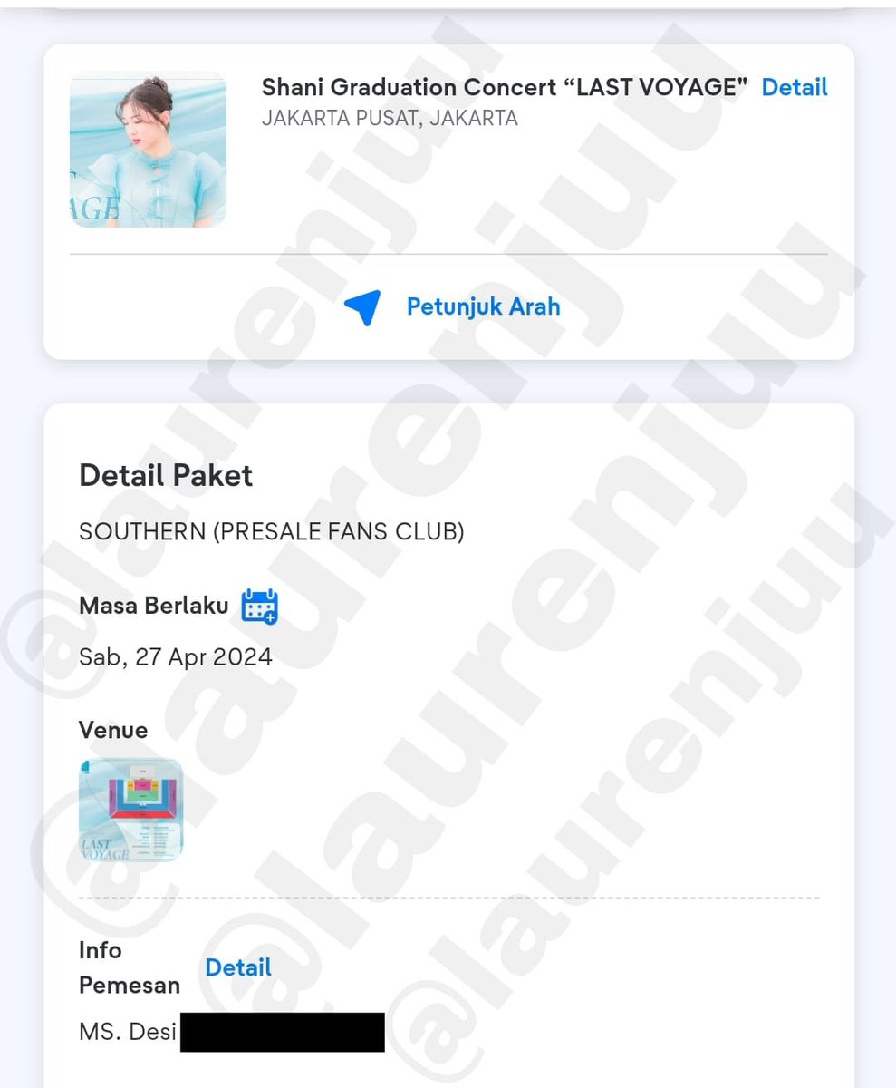 WTS Tiket Shani Graduation Concert 'Last Voyage' JKT48

🎟️Southern (2 Tix)

📍Area SBY (Bisa COD)
 📝 Dibantu urus sampai SURAT KUASA
💸 DM for price

‼️ NO HIT & RUN ‼️

#wtb #wts #jkt48 #LastVoyage #ShaniJKT48 #ShaniGraduation