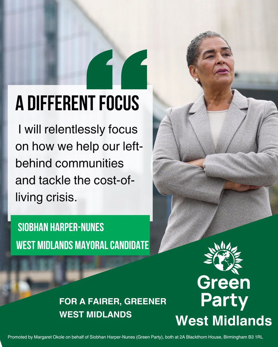 All the candidates for Mayor are making big promises on community & climate issues, but do you trust them to deliver? @TheGreenParty Can be trusted to put #Community & #Climate first. 💚@westmidlandsgp For #ClimateAction, #Community #VoteGreen on 2nd May ❎ #WESTMIDLANDS