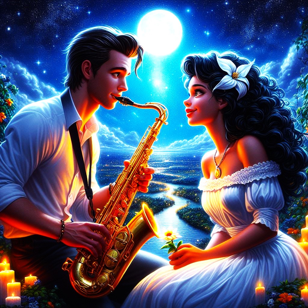 Saxophone in love #DigitalArt #RomanceInArt #DigitalPainting #LoveInArt #ArtisticLove #EnchantedForest #DigitalArtistry #RomanticDreams #DigitalRomance #ArtisticDreams