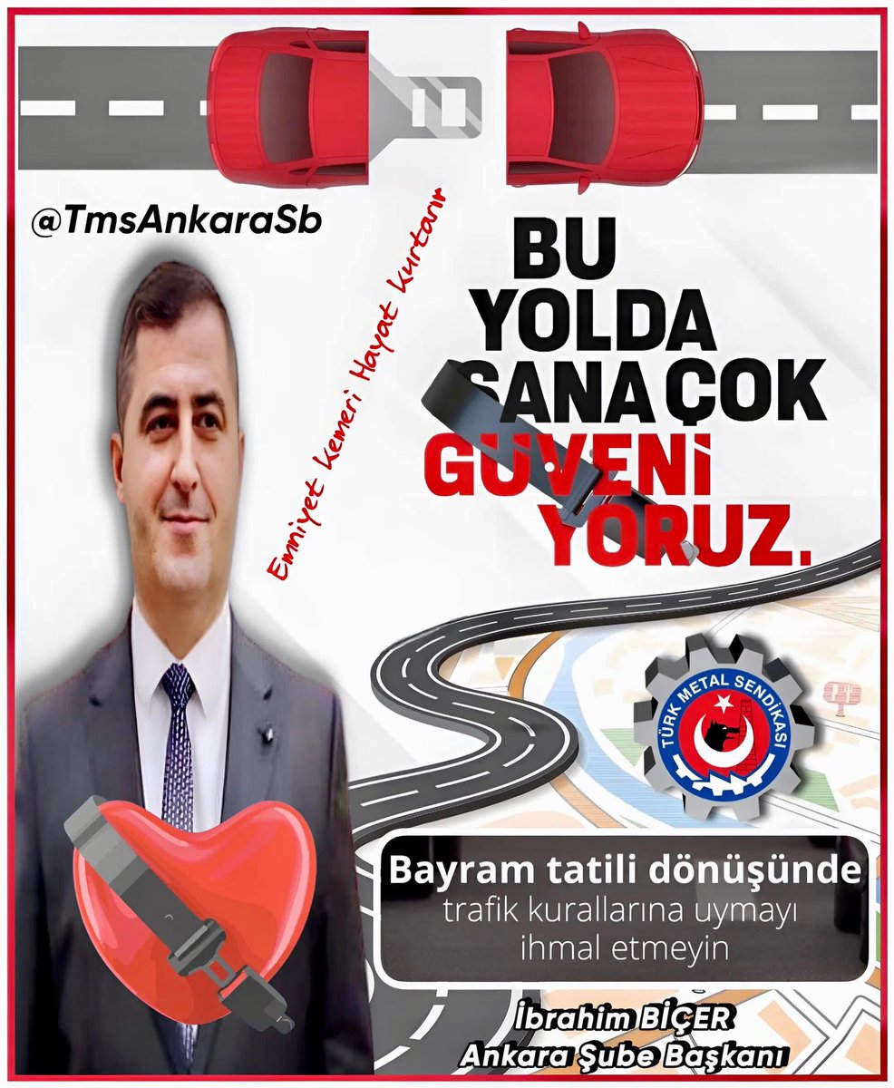 Sevdiklerimize Sağ Salim Kavuşmak Ve Nice Güzel Bayramlarda Bir Arada Olabilmek İçin Lütfen, Emniyet Kemerininiz Takılı Olsun. 
Bayram Tatili Dönüşünde Trafik Kurallarına Uymayı İhmal Etmeyin.
#BuYoldaSanaÇok
#Güveniyoruz
#EmniyetKemeri
#HayatKurtarır
#TmsAnkaraSb