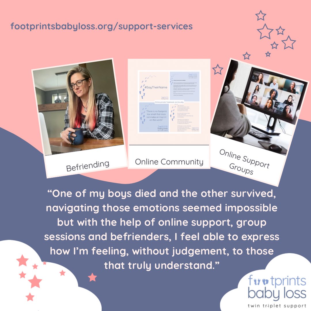 Find out more about all of our support services on our website. footprintsbabyloss.org/support-servic… If you would like to request a befriender, join our private Facebook group or come along to an online group, send us an email. support@footprintsbabyloss.org #PregnancyLoss #BabyLoss