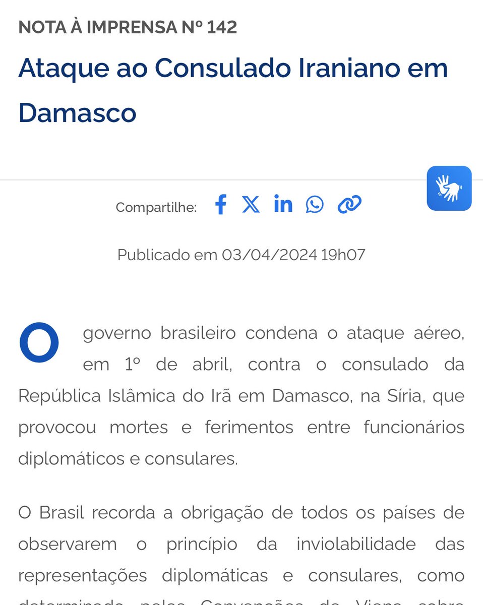 hoje_no's tweet image. Quando Israel atacou um edifício ao lado do consulado iraniano na Síria para eliminar o general iraniano responsável pela coordenação do grupo terrorista libanês Hezbollah, o governo brasileiro “condenou o ataque aéreo”.

Esta noite, com o Irã lançando mais de 200 drones e…