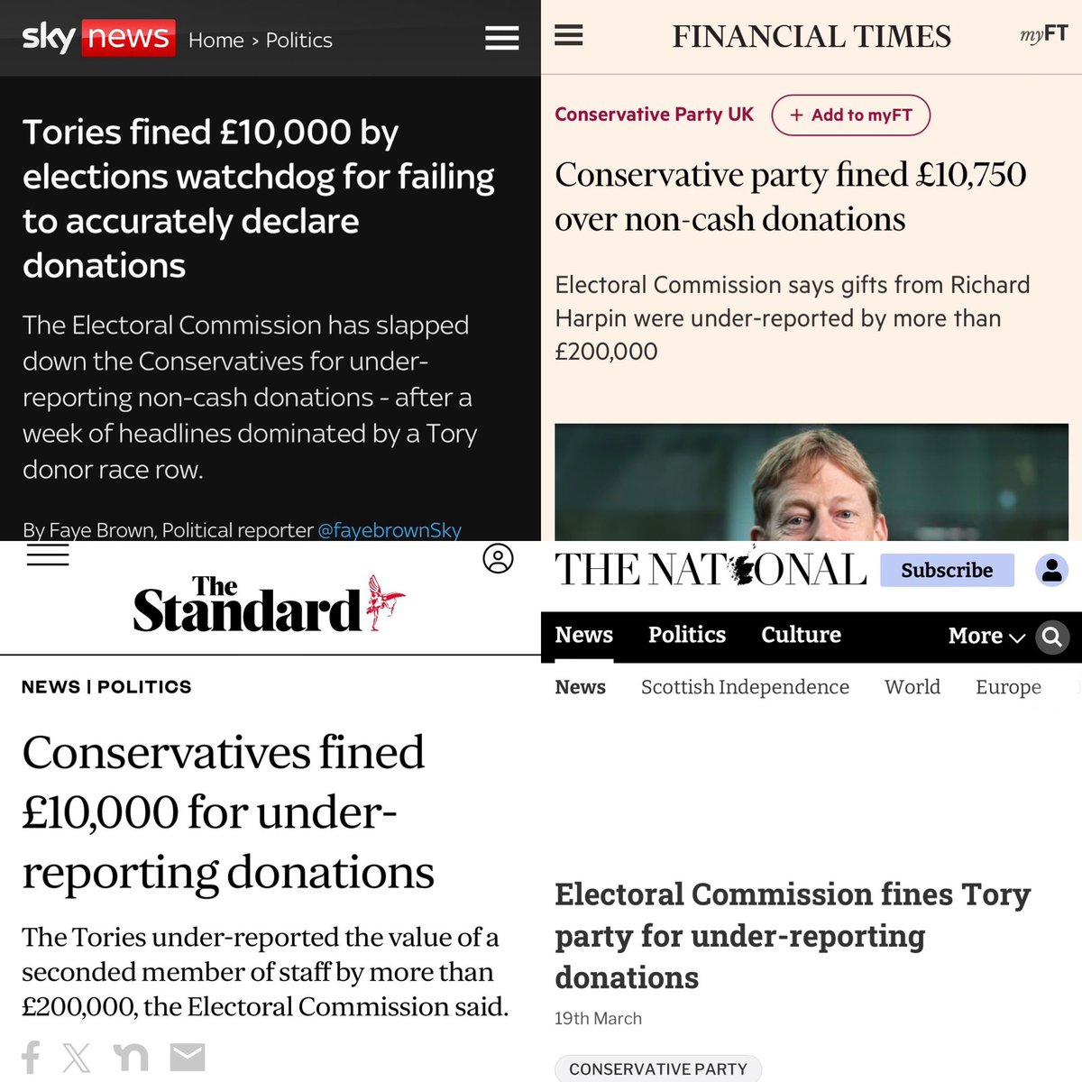 Numerous article from the BBC on Rayner… Including one from Kuenssberg that says: “with the police investigating, Angela Rayner is in trouble.” Yet zero articles on Conservative Party being fined by the Electoral Commission for underreporting donations Why is that @BBCNews?