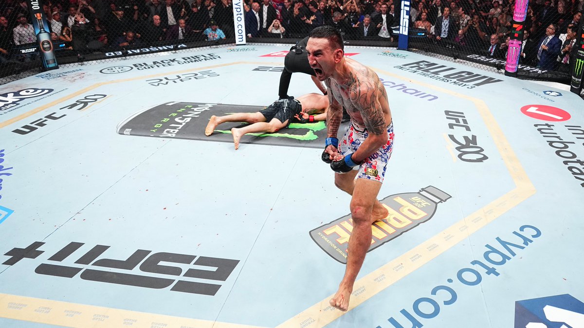 ufc's tweet photo. Last night @BlessedMMA became the NEW BMF Champ 🏆

Who do you want to see the bad man take on next? #UFC300 https://t.co/NiaugeFR9Y