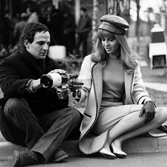 François Truffaut and Julie Christie photographed during a break in filming “FAHRENHEIT 451” (1966)