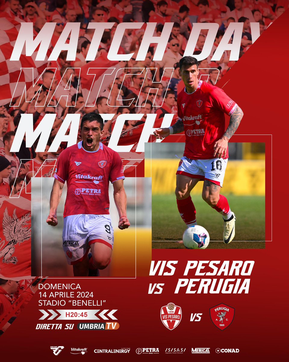 ACPerugiaCalcio's tweet photo. 💣 MATCH DAY🔥
⚽️ #VisPesaroPerugia
⏰ 2️⃣0️⃣:4️⃣5️⃣
🏟 #stadioBenelli
📺 @SkySport #UmbriaTV
FORZA RAGAZZI! ⚪️🔴
#forzagrifo @LegaProOfficial #SerieCNOW #VISPER https://t.co/jh2SuXFAqZ