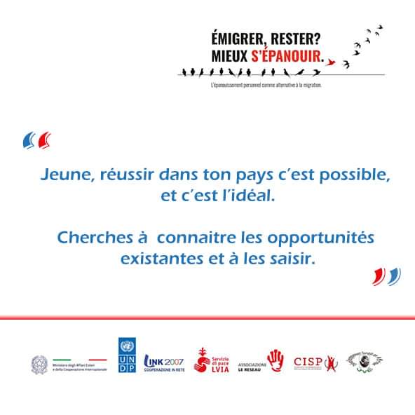Campagne digitale sur "L'épanouissement personnel comme alternative à la migration". 
#LVIA #LeRéseau #Link2007 #CISP #JVE