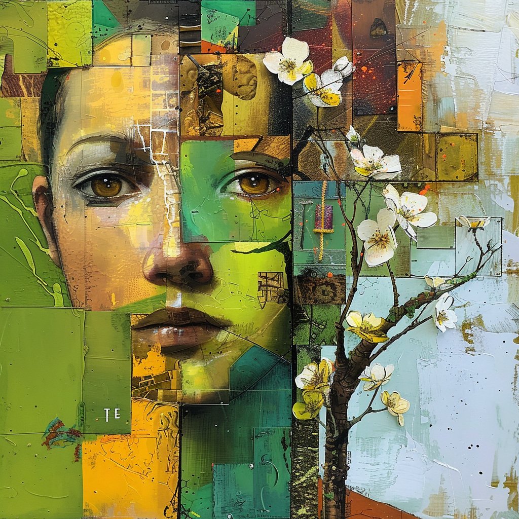 808Drift's tweet photo. 🎨Prompt share

[subject matter], oil on canvas in the style of mixed media assemblage, expressive character design, asymmetrical forms, found objects, juxtaposed figures, bizarre tableau https://t.co/UngaL1KS06