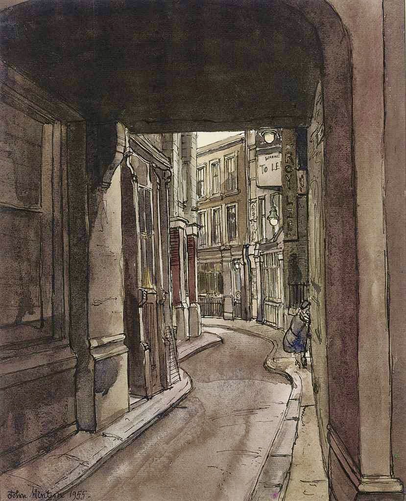 Ludgate Square (Ink and Watercolour) by John Minton (1917-1957)