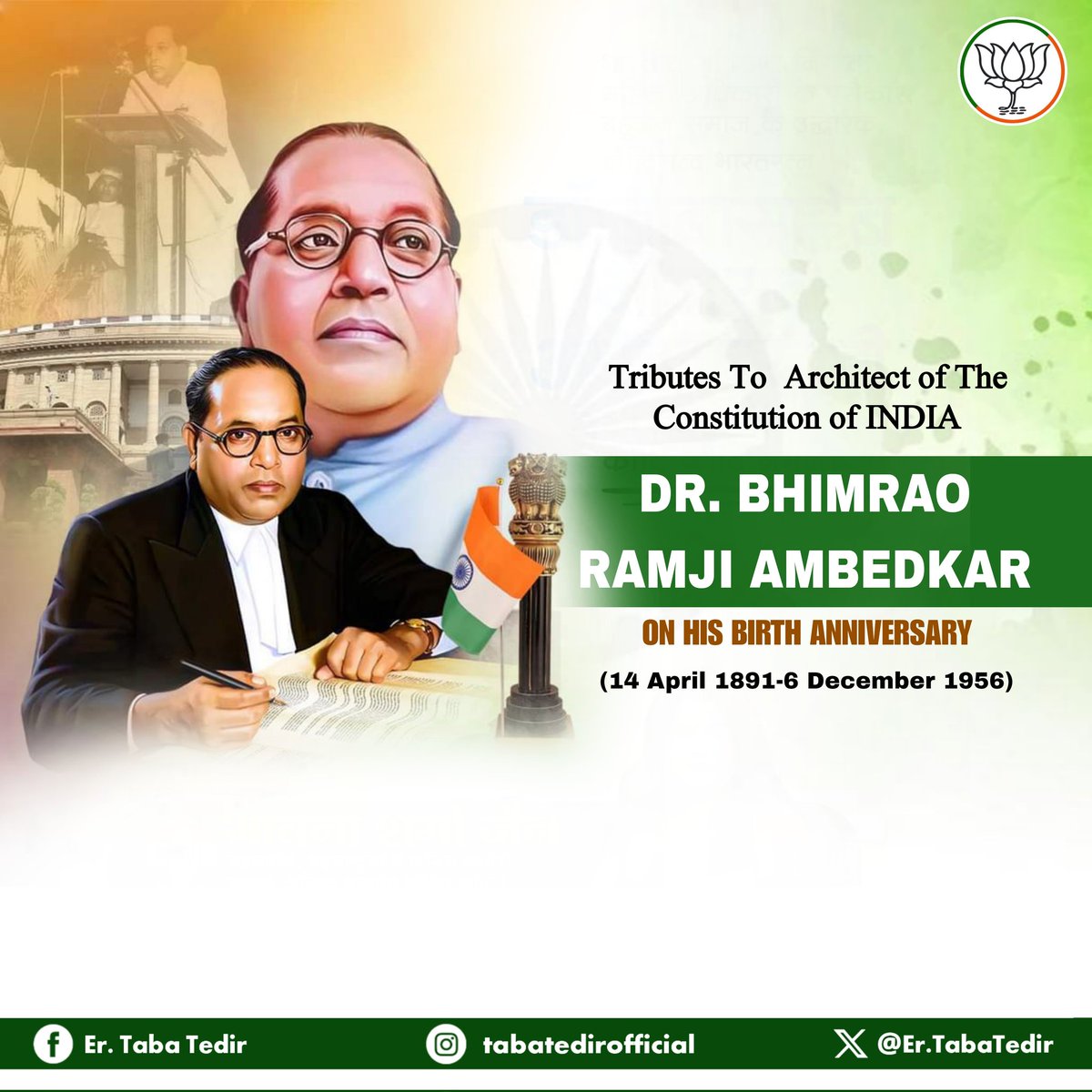 ErTaba_Tedir's tweet photo. Remembering the visionary leader Dr. B.R. Ambedkar on his birth anniversary. His tireless efforts for social justice and equality continue to inspire generations. 
#AmbedkarJayanti https://t.co/3agSv6zROY