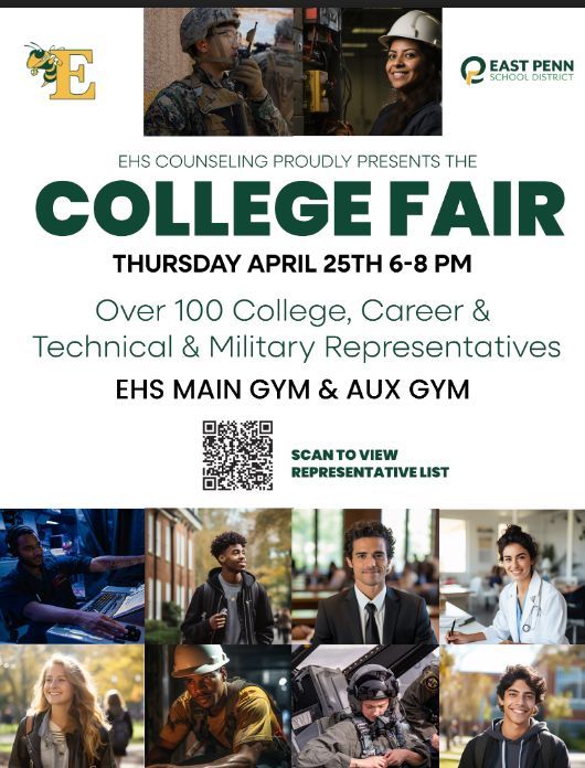 Explore the opportunity to meet over 120 representatives from colleges, trade schools, the military, and apprenticeship programs at our upcoming College Fair. All are invited to attend and learn more about the options available.