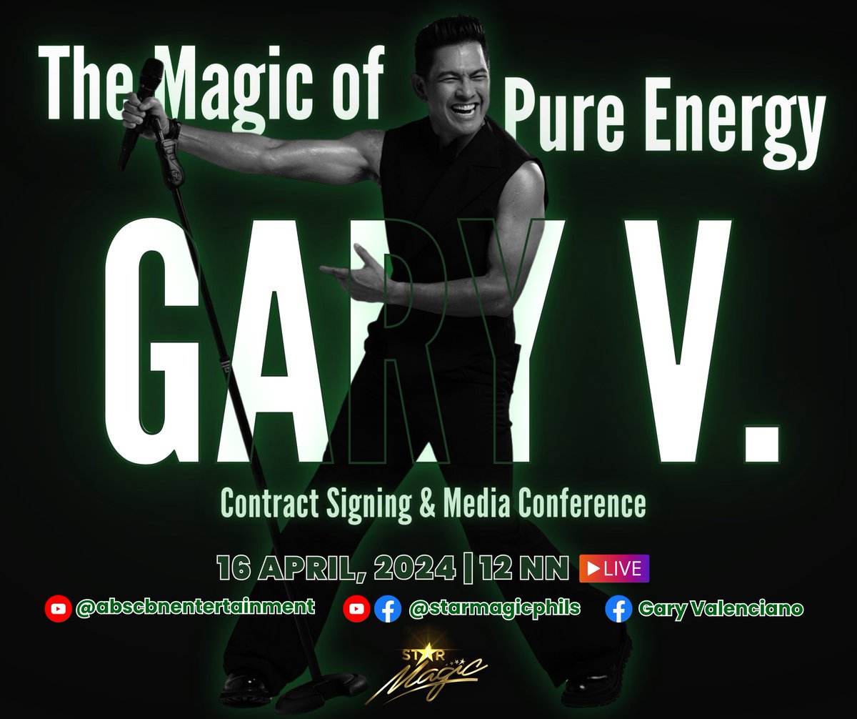 ✨One of the top-tier entertainers in Philippine showbiz history is all set to ink his #TatakStarMagic status this APRIL 16! 🕺🏻✍🏻

Witness the live coverage of Mr. Pure Energy’s milestone on the following official accounts:

- Star Magic’s YouTube channel
- Star Magic’s Facebook