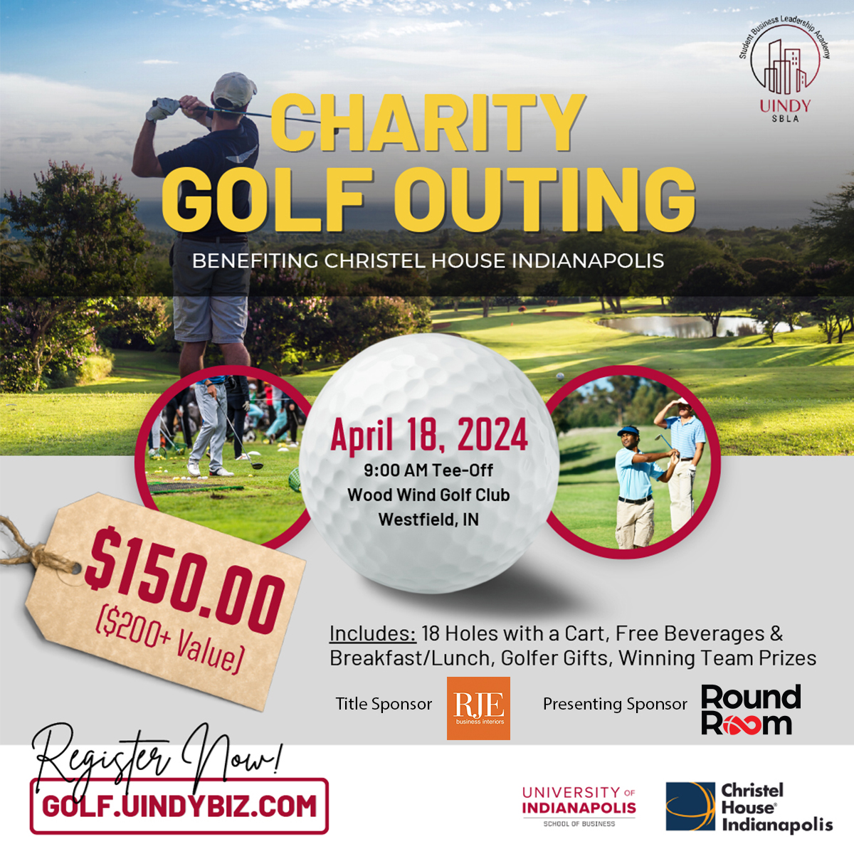 The University of Indianapolis Student Business Leadership Academy is hosting its annual charity golf outing Thursday benefiting Christel House Indianapolis! Forward to your favorite golfer and encourage them to join this great event. Register at ow.ly/4W1u50RamRn #SBLA