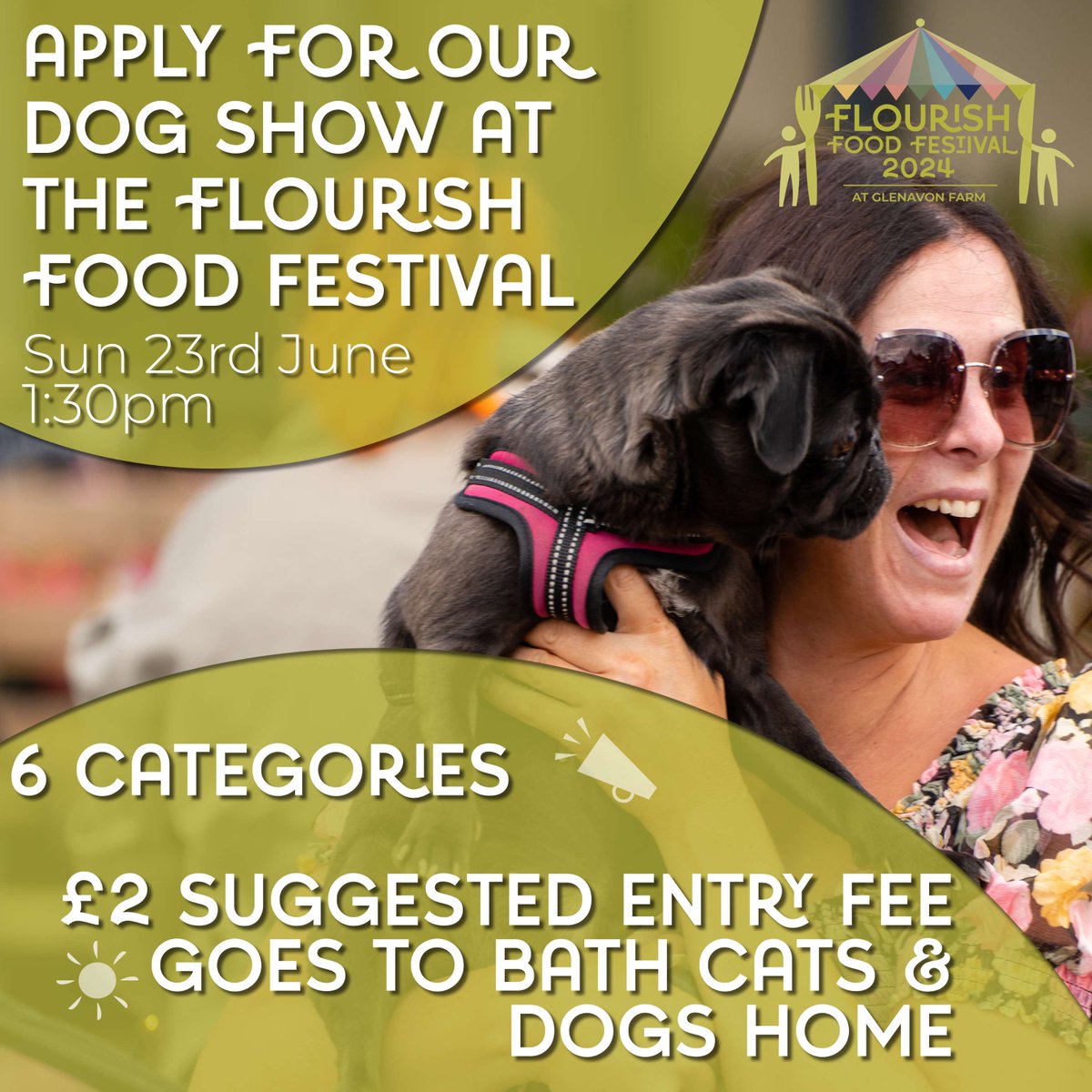 You can now apply to show off your furry friend at the #FlourishFoodFest! 🐕‍🦺 Bring your pup along for a #dogshow on Sun 23rd June at 1:30pm, with the £2 suggested entry fee going to Bath Cats & Dogs Home (@BathCDH) 🎉 Apply by filling in the form 👇 ow.ly/4wcX50Re7CN
