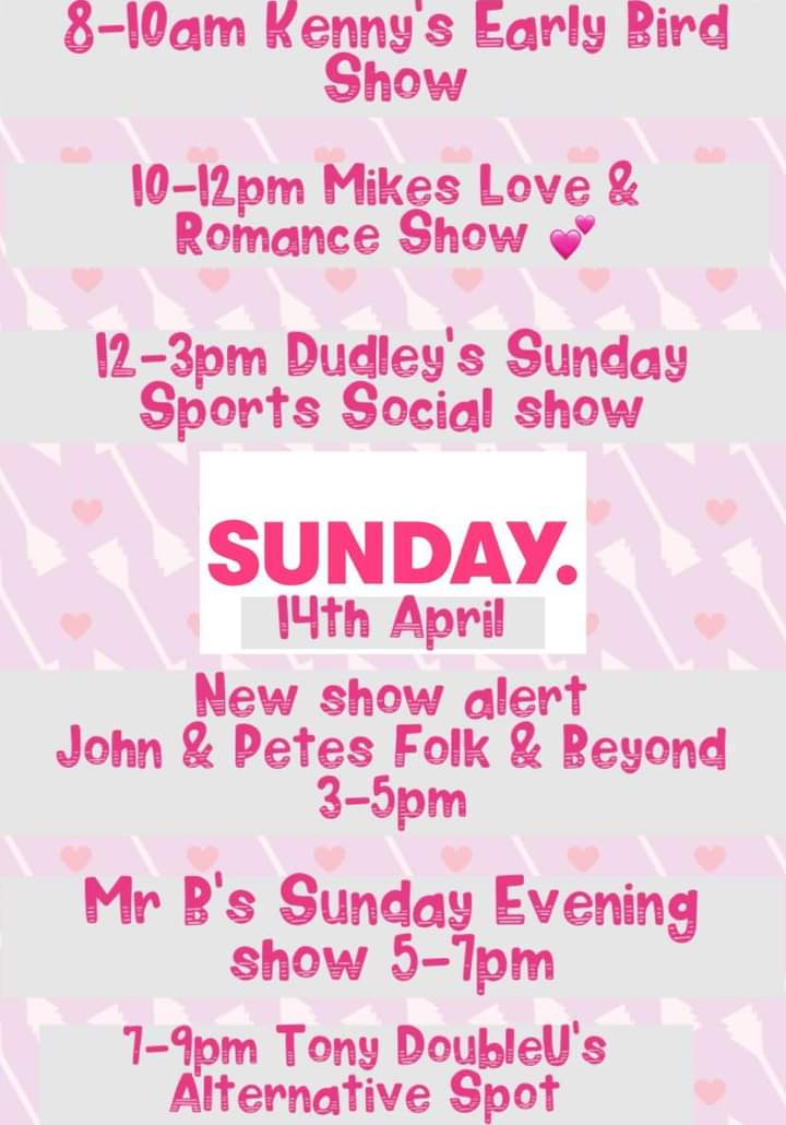 The Sunday Service. A full day of live presented shows including Brand New...John and Pete's Folk and Beyond at 3pm #folk #somethingforeveryone