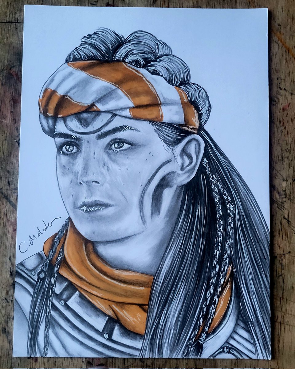 CMoldenFineArt's tweet photo. Mixed media drawing of Aloy from Horizon! https://t.co/TKfU3GJFTy