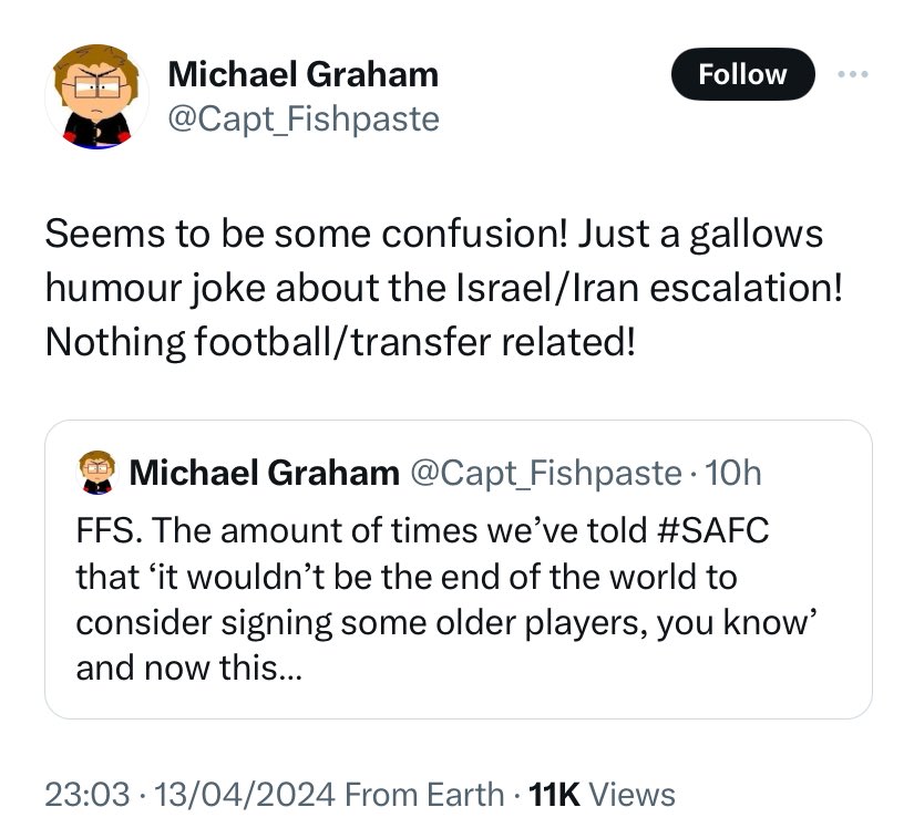 Probably best leaving the jokes to the professionals. Maybe best just sticking to being the clubs mouthpiece