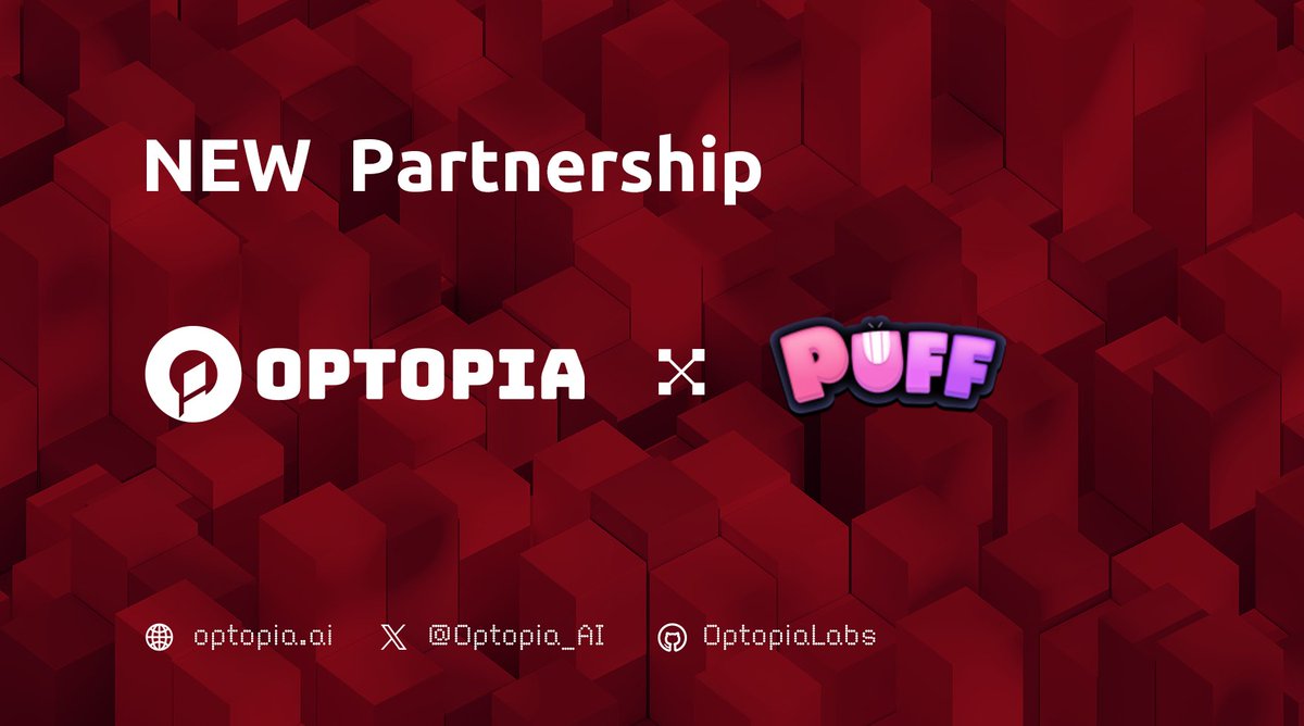 Exciting partnership alert!🚨

@Optopia_AI X @Puffverse🤝

#Puff is a dreamland Metaverse with a comprehensive ecosystem.🫶

Through this partnership, we aim to expand our networks for growth.🌟💡

#Layer2 #AI #Optopia