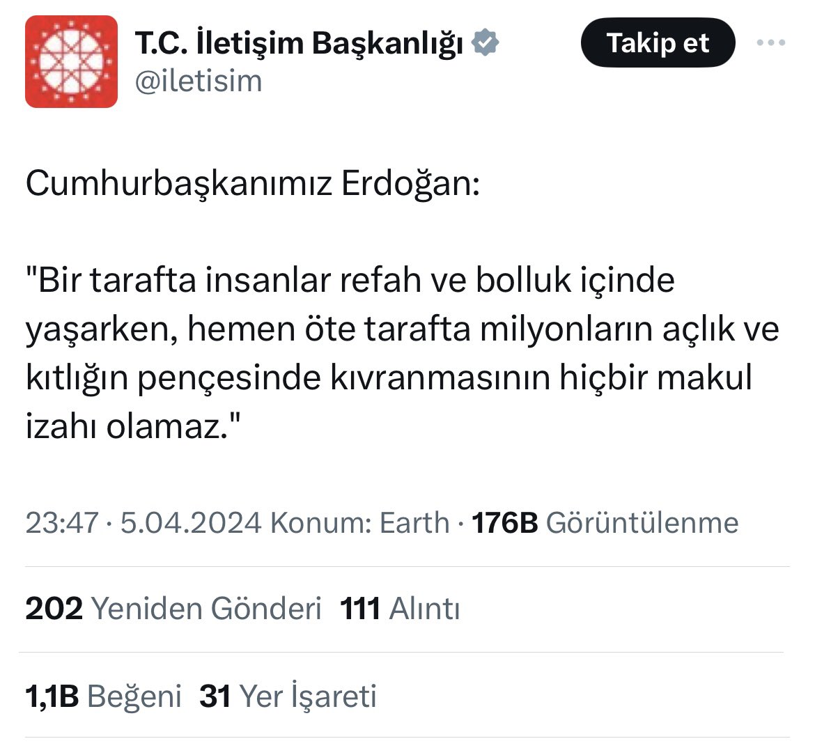 Erdoğan doğru söylemiş. Böyle bir durumun makul izahı olamaz. Ancak bir izahı var. AK Parti üst yönetimi Türkiye’yi 22 yıldır bir sömürge gibi görüyor. Ülkemizin kaynaklarını Avrupalıların Afrika’yı sömürdüğü gibi sömürüyor. AK Parti yandaşı iş dünyası 1 milyon dolarlık işleri 18