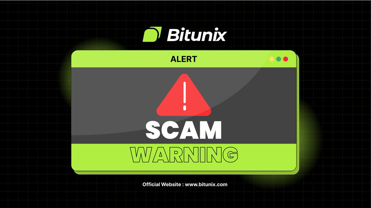SCAM Alert‼️

✔️ Watch out for fraudsters & scammers 

✔️ Secure your trades with Bitunix only at bitunix.com. 

✔️ Verify URLs and watch out for impersonators. 

✔️ Protect your investments with our official verification channel: bitunix.com/OfficialCertif…

Your safety…