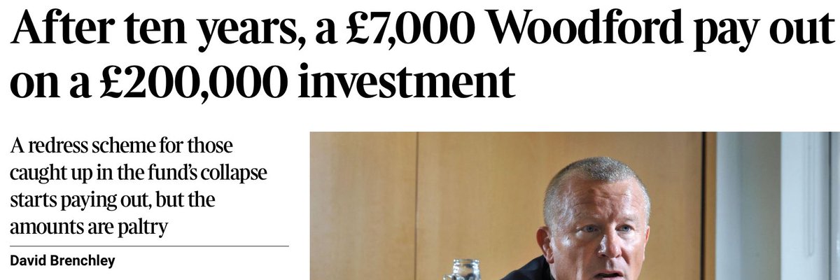 Loss £99,000, compensation £7,000 bit.ly/3Uh64ql how @TheFCA’s 77p in the £ scheme was just a fiction but let platforms off the hook for promoting Woodford’s doomed fund. Everyone except the hapless investors has escaped unscathed from the multibillion pound scandal