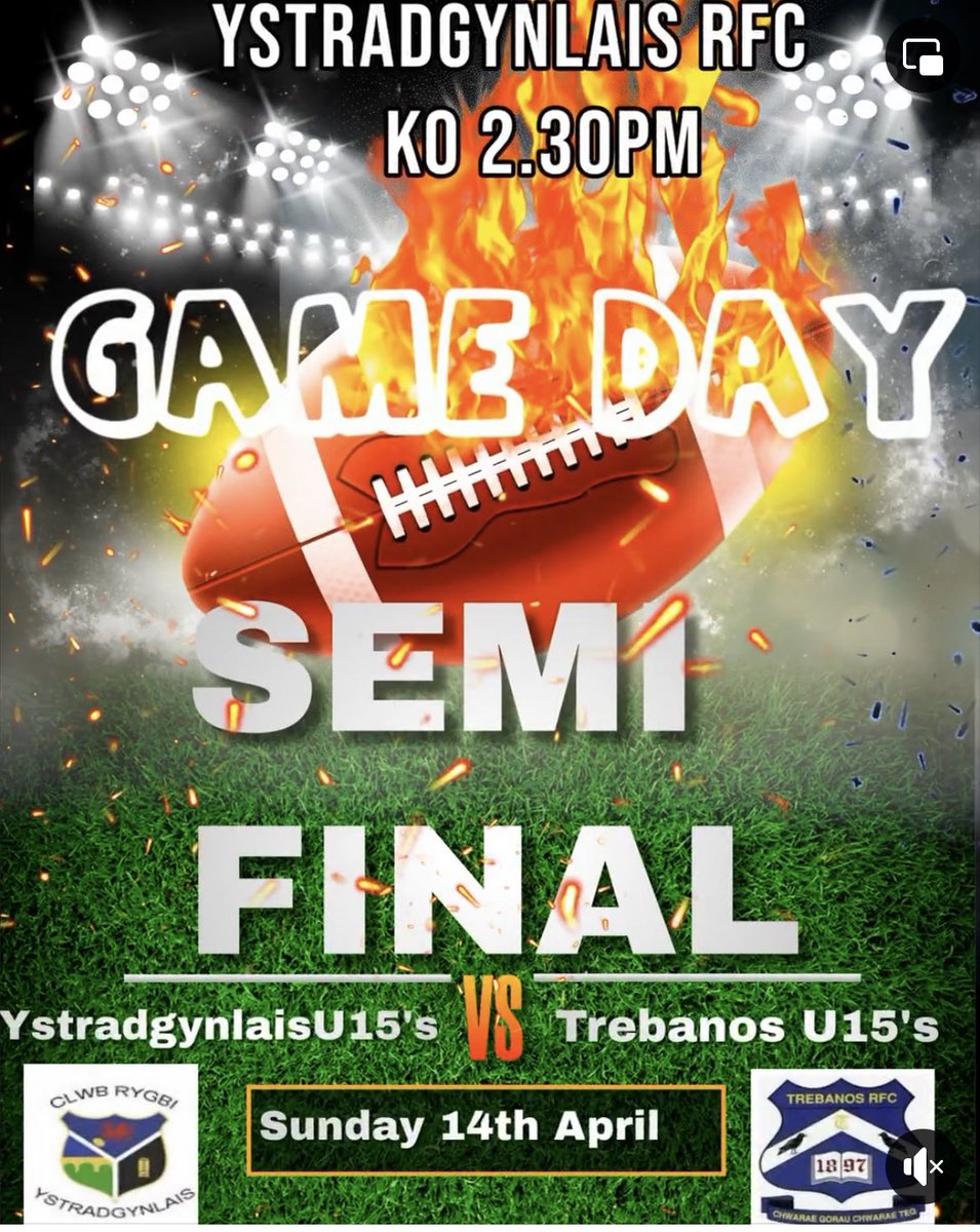 There is Sunday afternoon rugby at the Rec today. Good luck to our under 15s playing in their semi final against @TrebanosRFCJuni Kick off 2.30pm