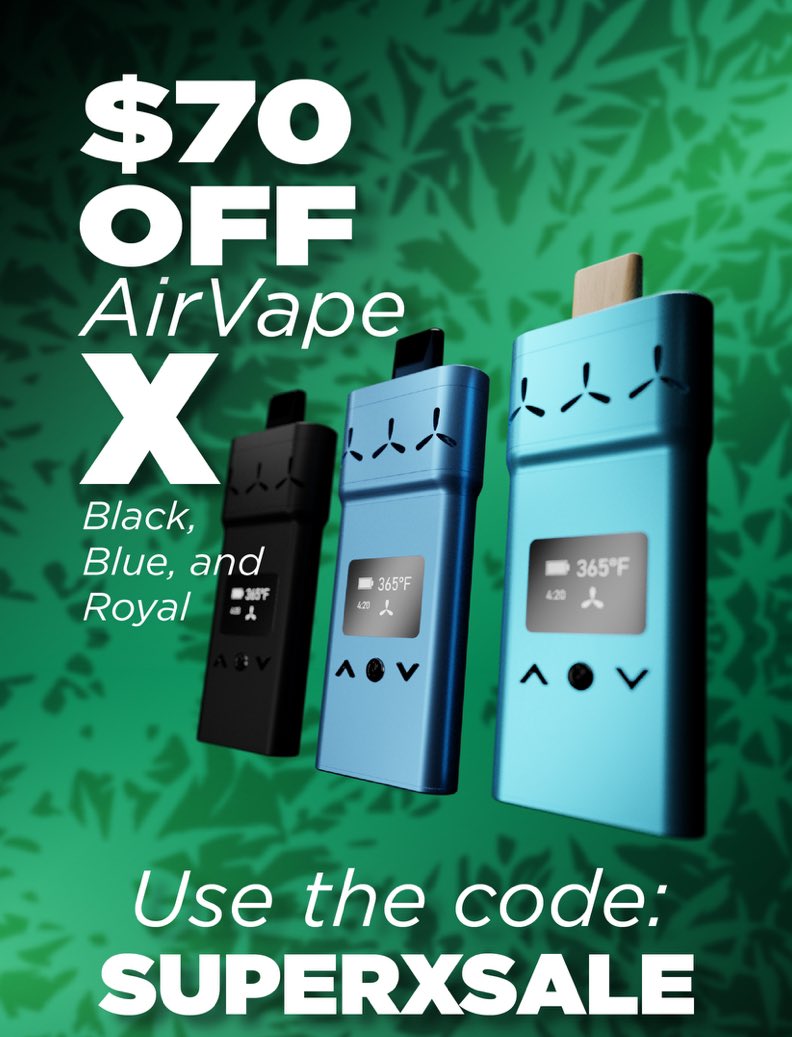airvapeusa's tweet photo. 4:20 Deals are here! 💪💚 Apply the discount codes on checkout before it’s sold out 😉 #deal420 #discount #discountoftheyear https://t.co/X6GjqT33V8