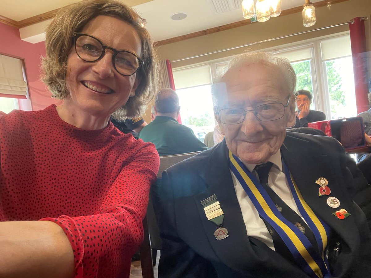 A privilege to attend the Combined Armed Forces and Veterans Breakfast Club and meet Peter Farthing, the RBL Lead for the Abergavenny Branch, who is doing incredible work to support veterans. And honoured to meet Mel, 99 years old, who participated in the D-Day landings!