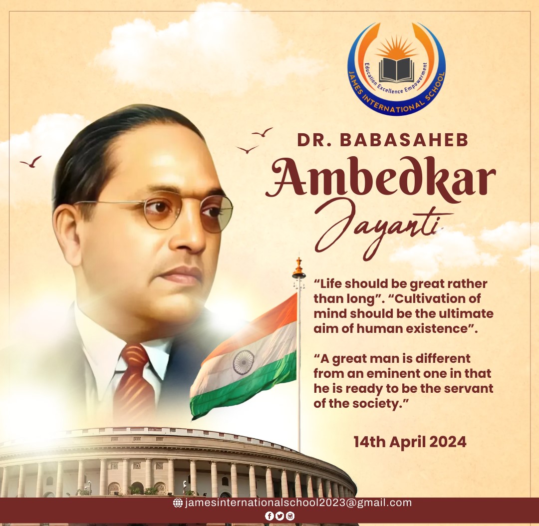 On B.R. Ambedkar Remembrance Day, we honor the profound legacy of Dr. Bhimrao Ramji Ambedkar, a tireless advocate for social justice, equality, and human rights.
#AmbedkarJayanti #ConstitutionDay #BRAmbedkar #SocialJustice #Equality #JamesInternationalSchool #JIS  #PeeyushPandit
