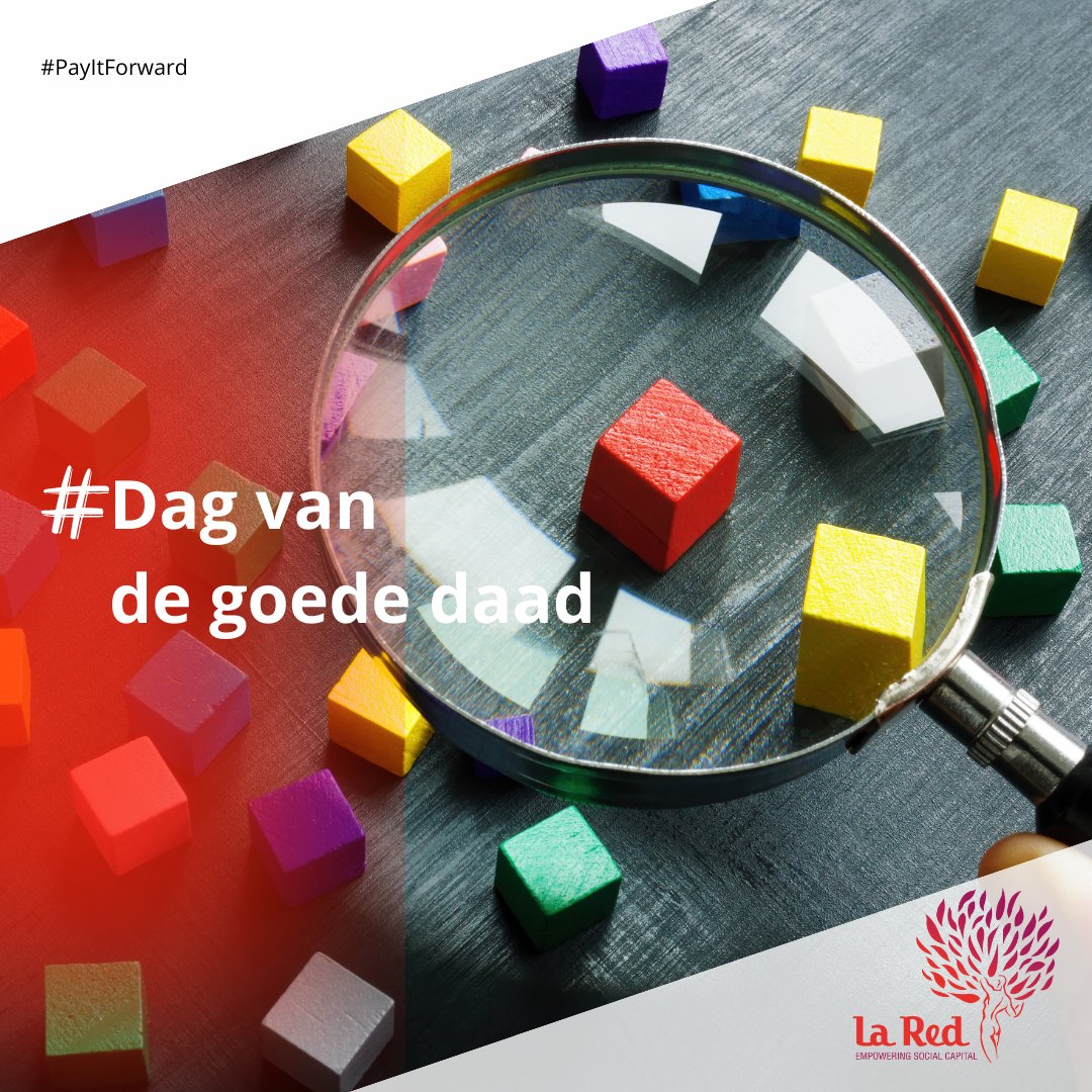 Vandaag is het 𝗱𝗲 𝗱𝗮𝗴 𝘃𝗮𝗻 𝗱𝗲 𝗴𝗼𝗲𝗱𝗲 𝗱𝗮𝗮𝗱. 

We nodigen we je uit om vandaag en hopelijk met regelmaat, anderen iets te geven zonder er wat voor terug te verwachten #PayItForward. Maak gebruik van elkaars netwerk en talenten, daar profiteert iedereen van! ✨
