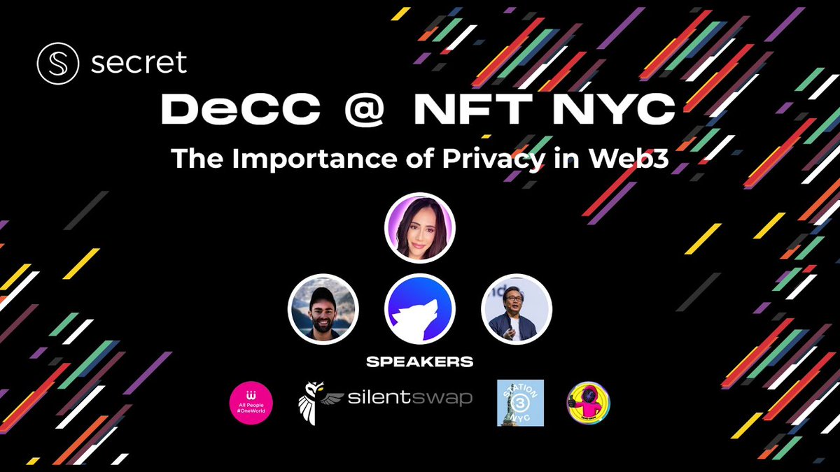 The Future of Privacy in #Web3 | DeCC @ NFT.NYC | @SecretNetwork @Squid_Grow @CryptoWendyO @WOLF_Financial @TorBair @NFT_NYC youtube.com/watch?v=4M5gz1…