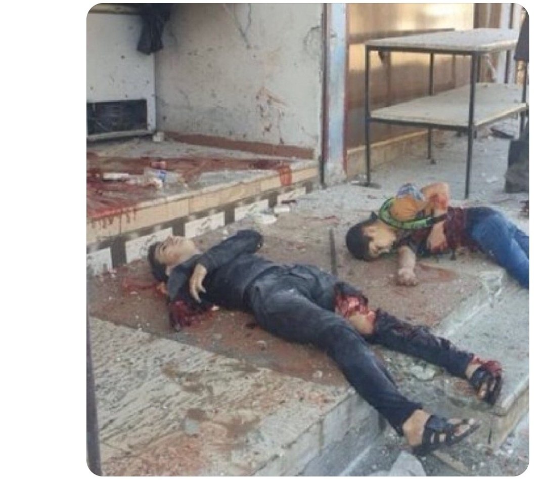 This picture is from Idlib, 2021.

Rafidis use the slander 'ISIS' the same way Israel uses 'Khamas':

To jusitfy slaughtering babies and children.

Two sides of the same coin indeed.