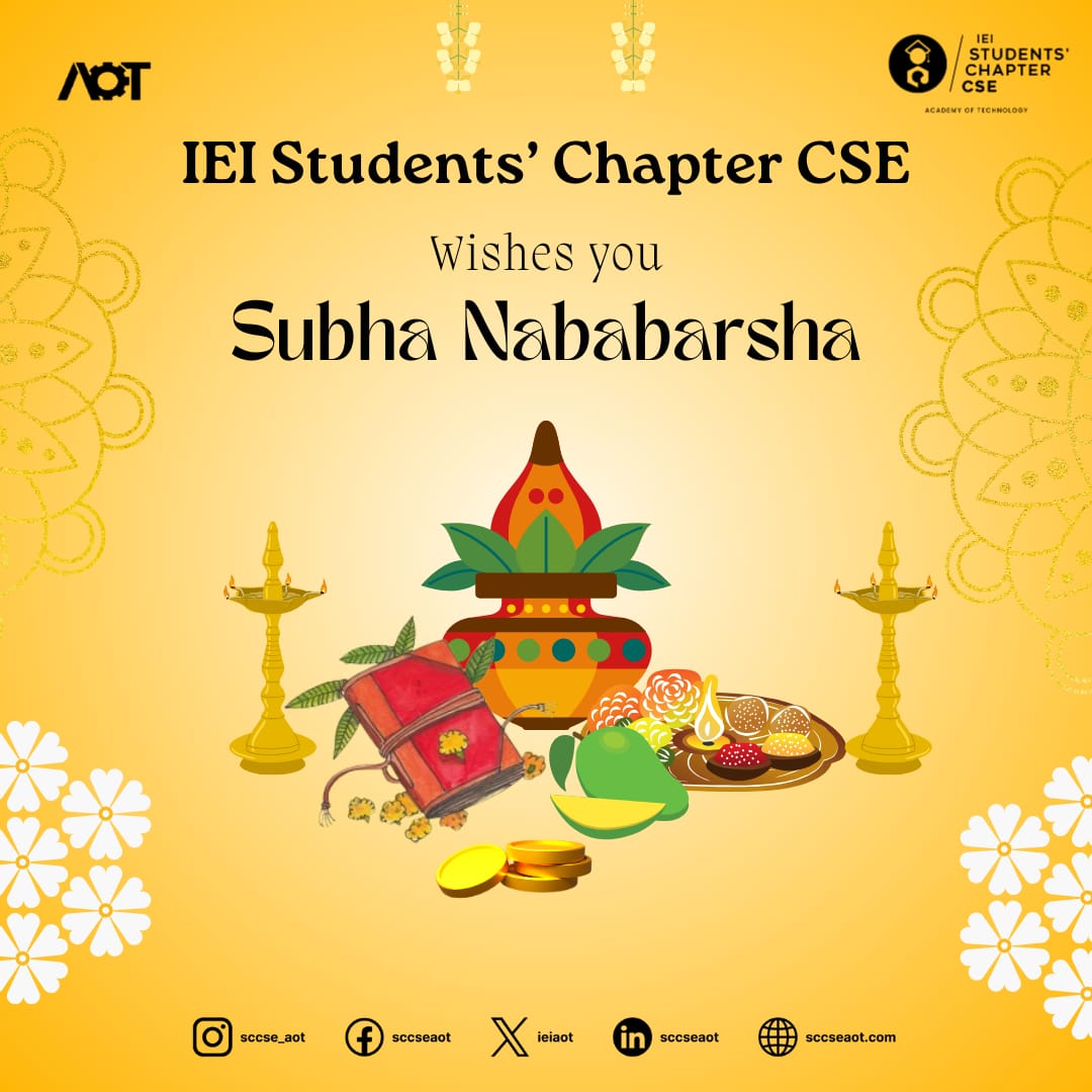 IEI SC CSE wishes everyone Subha Nababarsha(Bengali Happy New Year).

#NewYearCelebration #Bengal #celebration #Prosperity