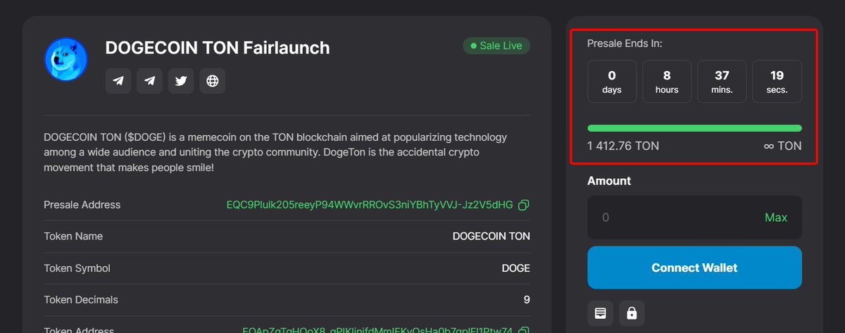 🌌 The meme magic is strong, and the cosmic gates are closing in just 8 hours! 
It's your last chance to snag a slice of DOGECOIN TON: tonraffles.app/jetton/fairlau…

#DOGE #DOGECOIN #TON #TONRAFFLES #CryptoLaughs #LastCall
