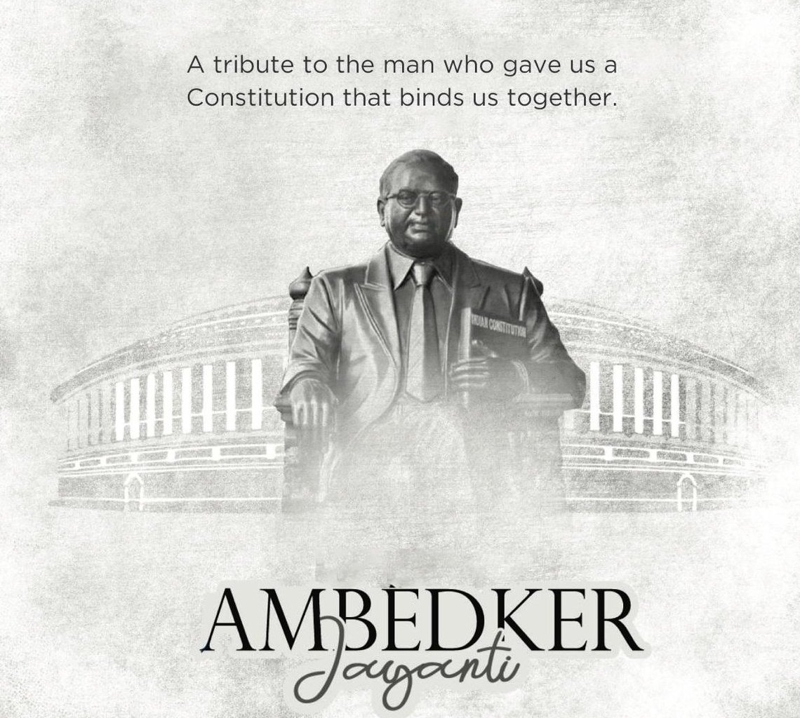 संविधान निर्माता ‘भारत रत्न’ बाबसाहेब डॉक्टर भीमराव अंबेडकर जी की जयंती पर शत्-शत् नमन। 💐🇮🇳🙏 
#JaiBhim 
#BabasahebAmbedkar