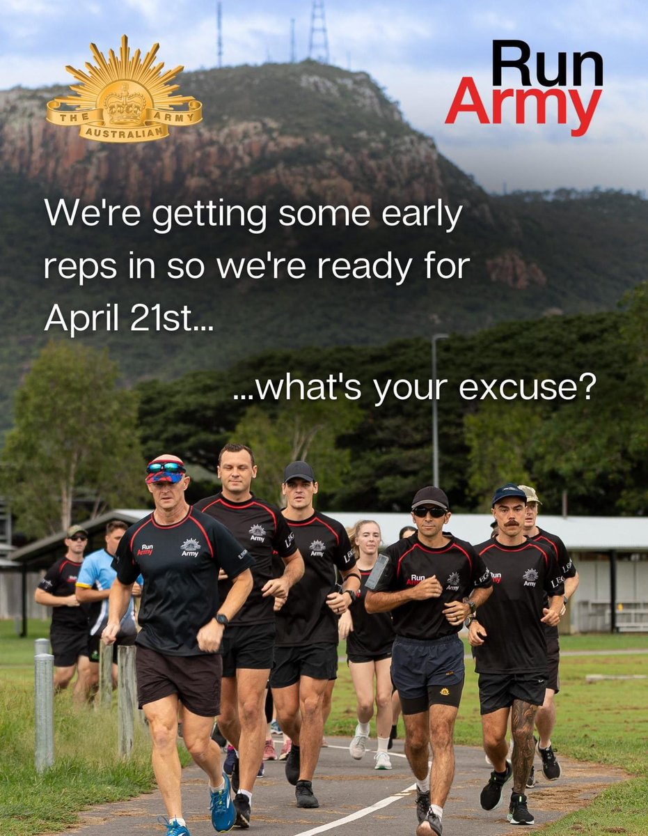 Run Army is just one week away and registrations close soon, so follow the link below, put your name down, and join us on April 21st 💪 Entries are limited, including your Run Army registration, shirt, and Rising Sun medal upon completion. runarmy.com.au