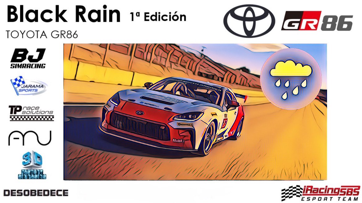 HOY #BlackRain 
🏁 LAGUNA SECA ⛈️ 🏁

A C O M P A Ñ A N OS!!!
 👉 twitch.tv/iracingsbsespo…
DIV A2 20:00 horas
DIV A1 22:00 horas