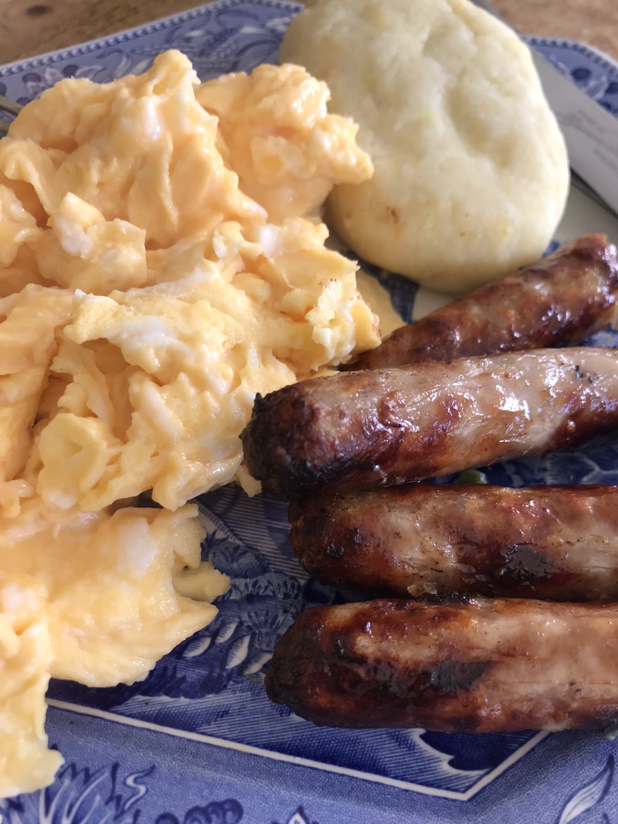 Breakfast… sausage, egg, and fufu