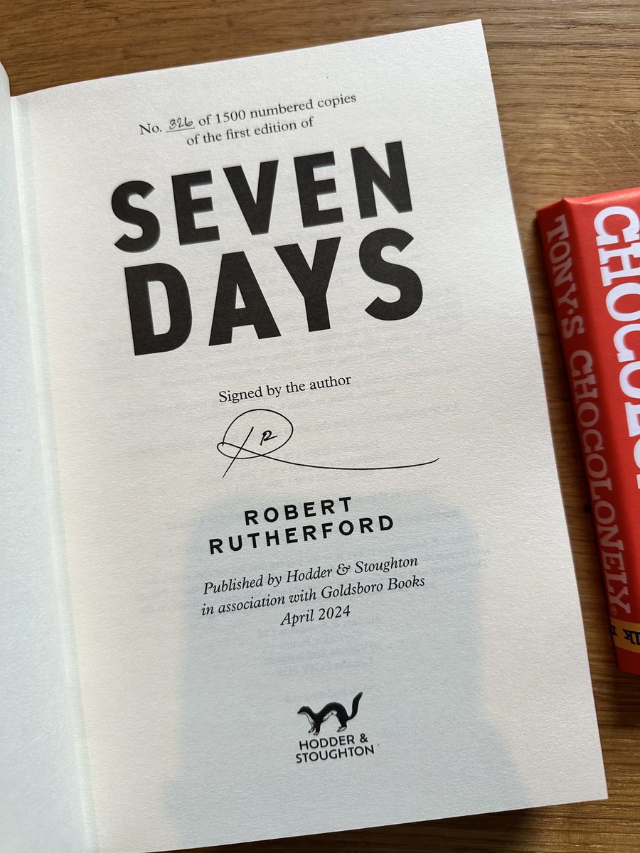 It’s #giveaway time!!! I’m giving away my latest Goldsboro books special edition - #SevenDays by Robert Rutherford &amp; a bar of Tony’s Chocolonely! 

To enter, ensure you’re following me, RT this post &amp; tag a friend below. Entries close midnight Friday 19 April. UK only! 🙌🏻
