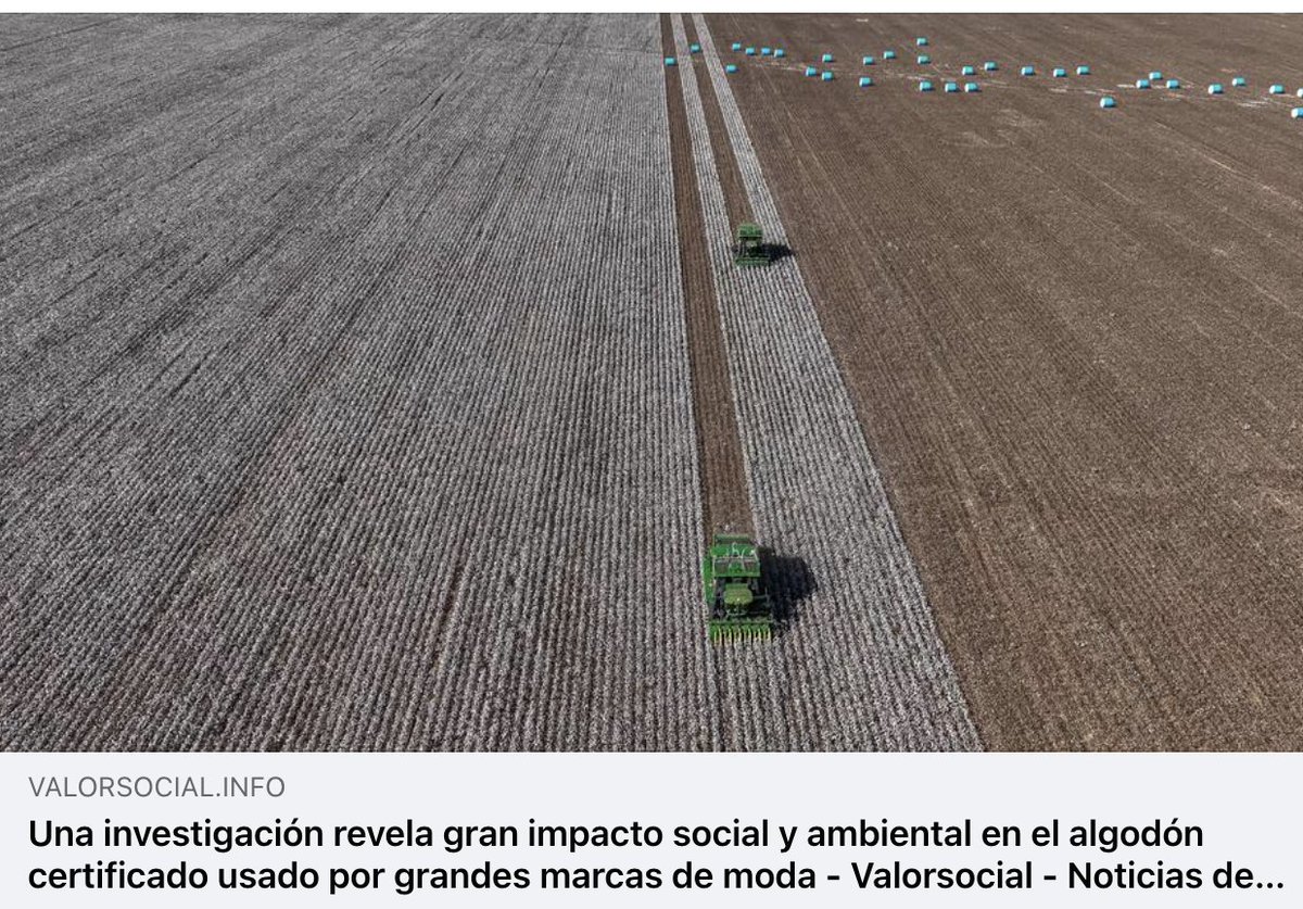 😏¿Alguna vez has comprado una camiseta con certificado de algodón 'Better Cotton'? 👉La ONG británica @earthsight acaba de publicar una investigación que cuestiona esta certificación usada por grandes marcas de moda Te lo contamos en #valorsocial bit.ly/3JfScGq