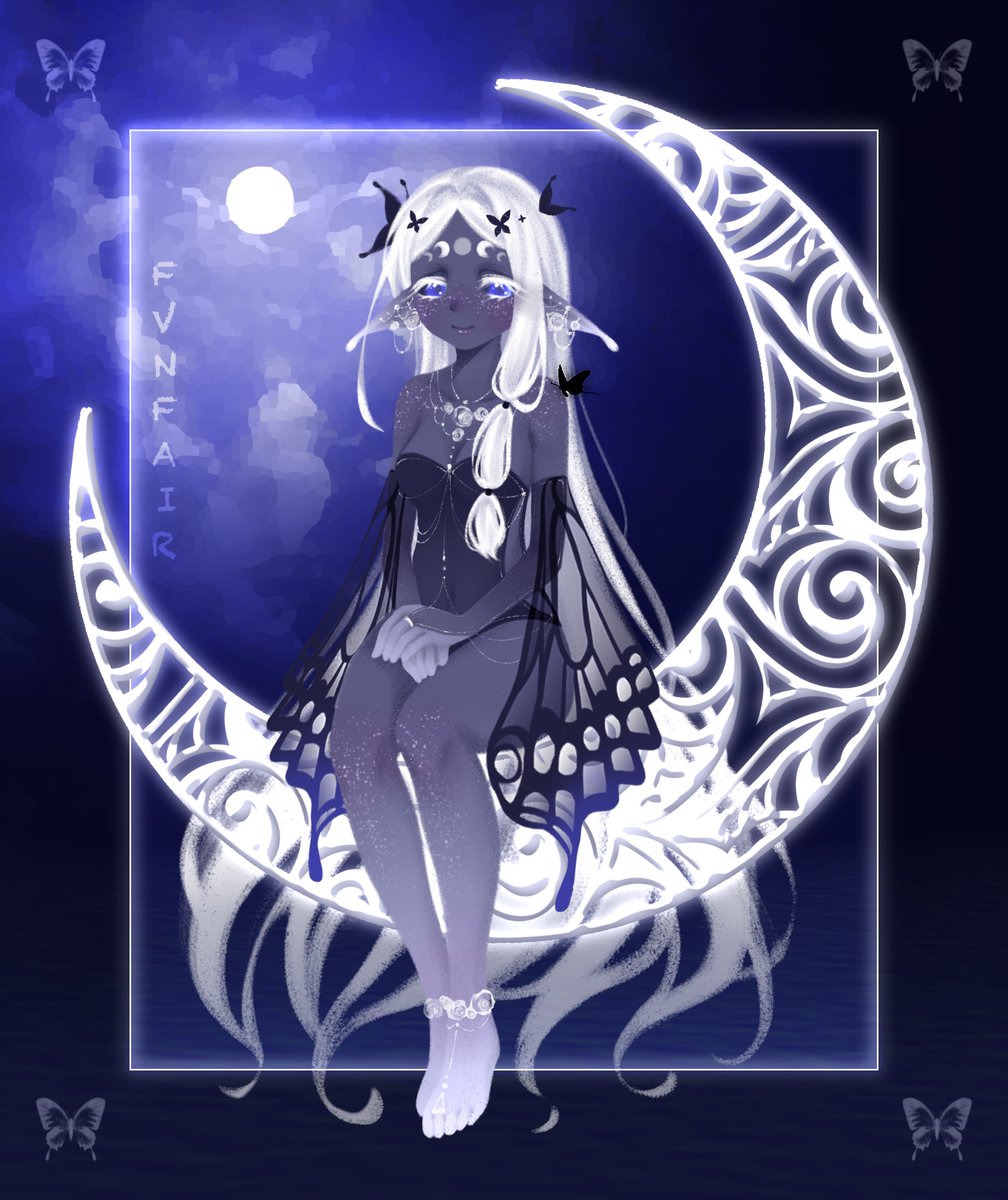 character design for Zerr0s’ art server event!

theme: lunar elf🧝‍♀️🦋🌙